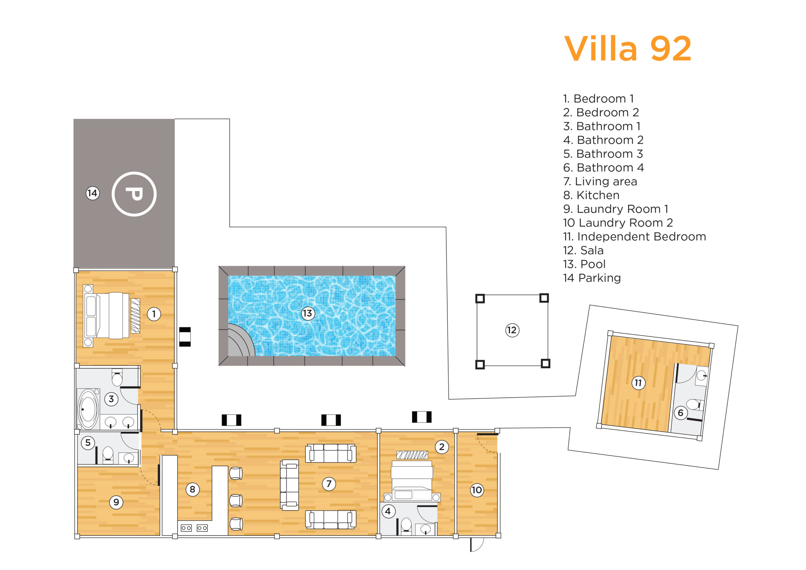 Floorplan : 4-Bedroom Private Pool Villas
