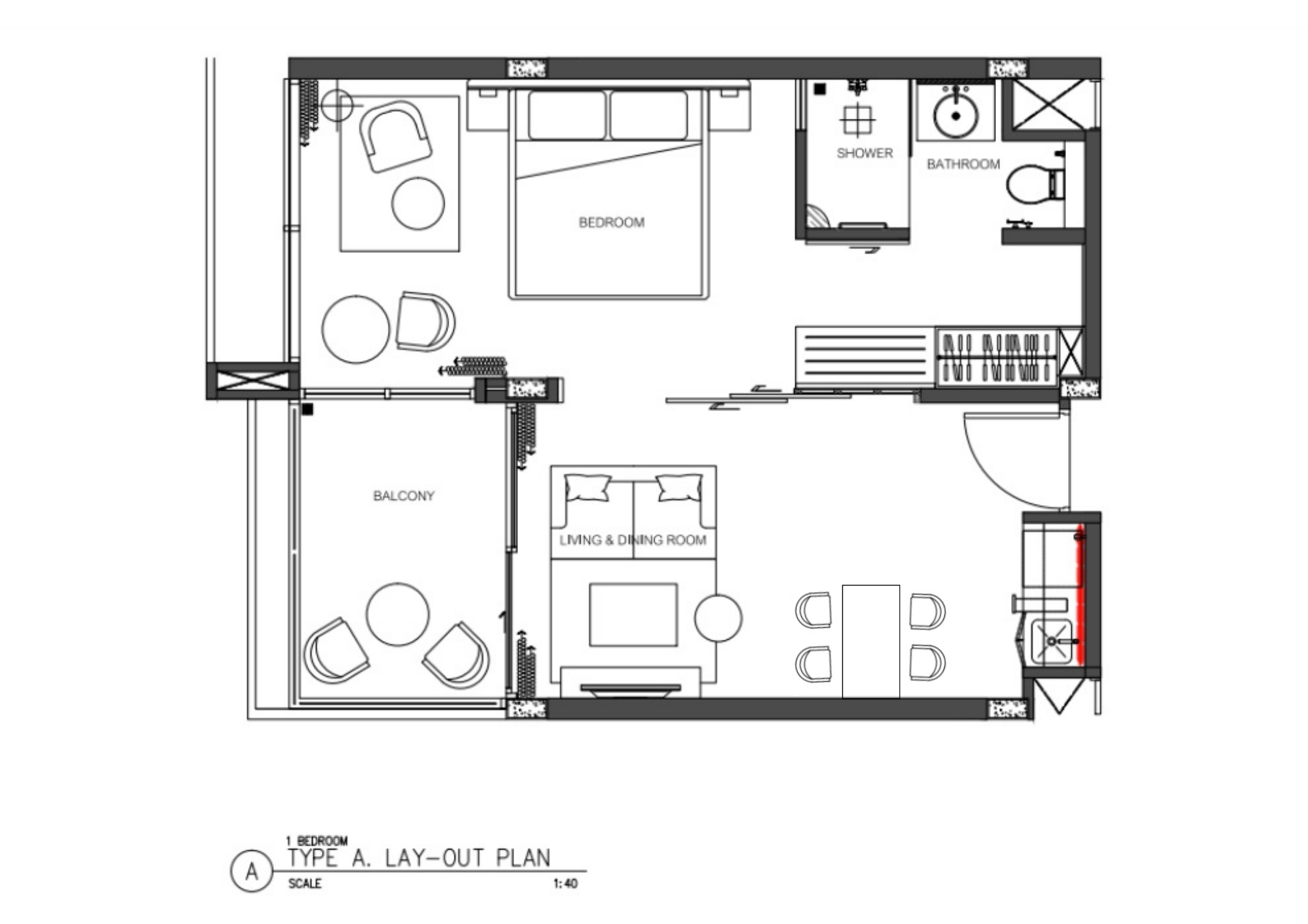 Floorplan : 1 Bedroom Suite